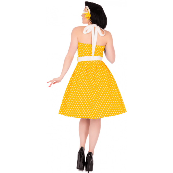 žlté retro šaty s bodkami retro