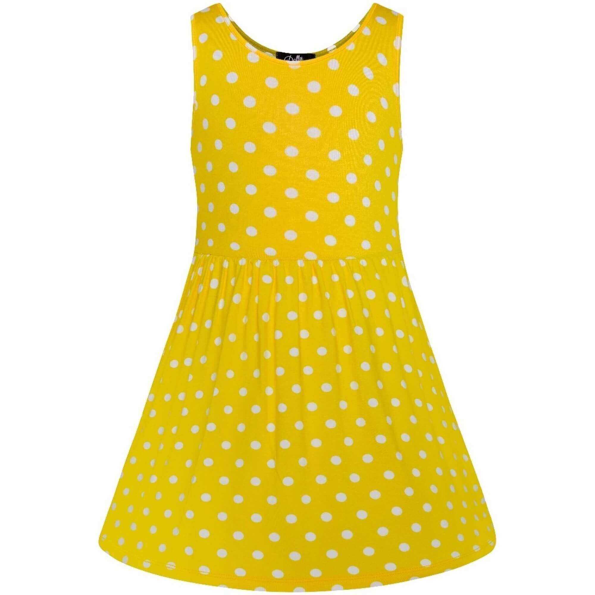Žlté detské šaty s puntíkmi