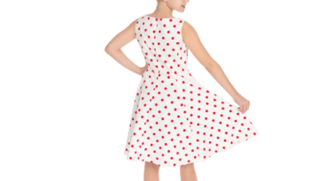 Dievčenské šaty biele s červenými bodkami