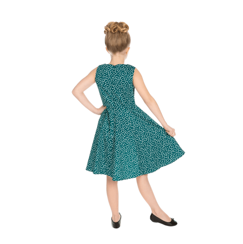 Dievčenské šaty zelené bodkované