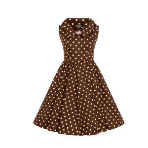 Dievčenské šaty hnedé s bodkami