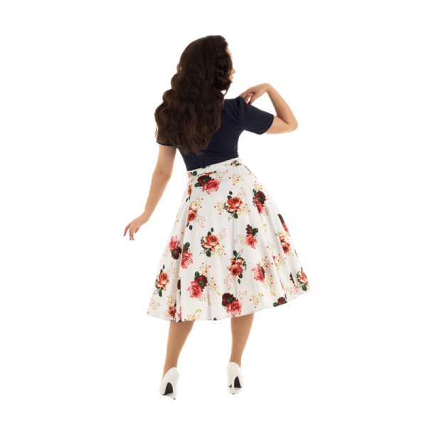 Elegantná kvetinová áčková sukňa - Image 6