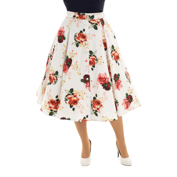 Elegantná kvetinová áčková sukňa - Image 7