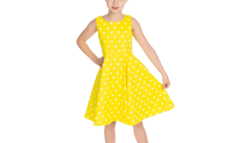 Detské šaty žlté s bodkami