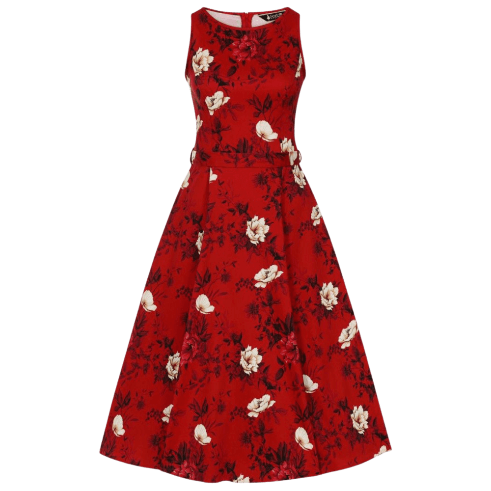 Červené šaty Audry divoké ruže