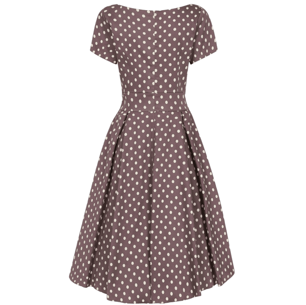Mocha vintage šaty Jane s bodkami
