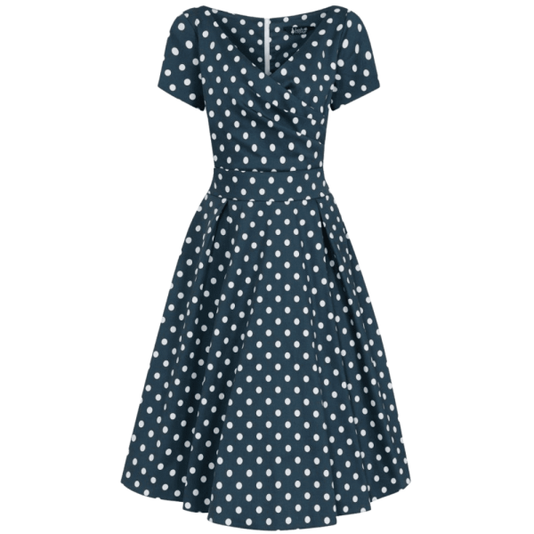 Modré vintage šaty Jane s bodkami