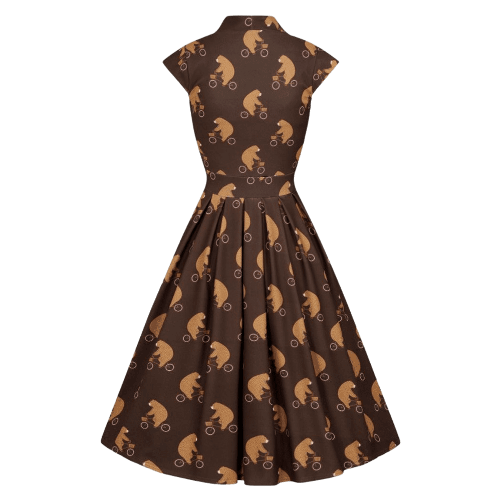 Vintage šaty Eva hnedé s medveďmi