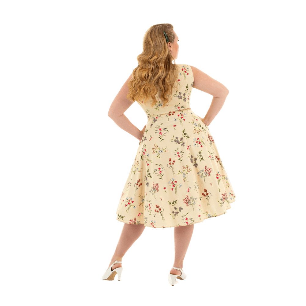 Bledožlté kvetované retro šaty